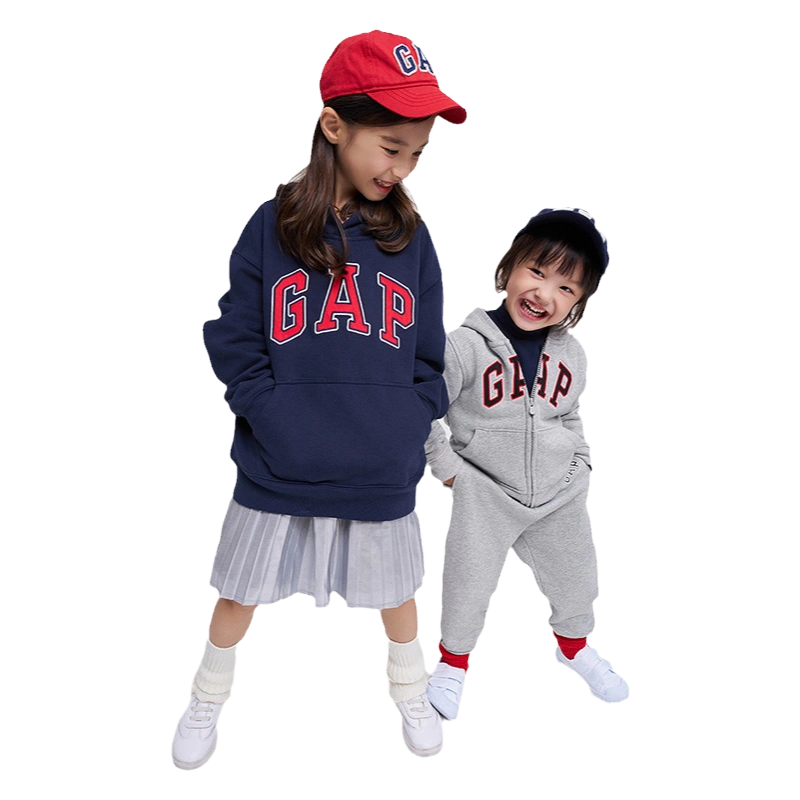 断码优惠】Gap男幼童秋冬LOGO碳素软磨抓绒卫衣连帽衫-Taobao Singapore