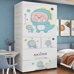 Storage Cabinet Thickened Plastic Double-Door Children's Baby Wardrobe Multi-Functional Household Clothes Small Wardrobe Storage Cabinet
