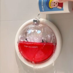 Wall-Mounted Transparent Storage Box with Cartoon Design, Creative Household Bathroom Vanity Wall Shelf, Disposable Storage Box with Lid