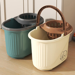 Plastic Mop Bucket for Home Use, Hands-Free Water Squeezing, Mop Bucket with Water Draining, Portable Mop Bucket with Wheels