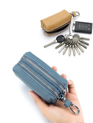 Large-Capacity Key Bag, Double-Layer Soft Leather Keychain, Multi-Functional Card Holder for Men and Women, Coin Purse, Key Bag, Simple