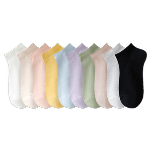 
White socks for women, spring and autumn socks, summer thin solid color cotton socks, mesh breathable short socks, non-falling boat socks