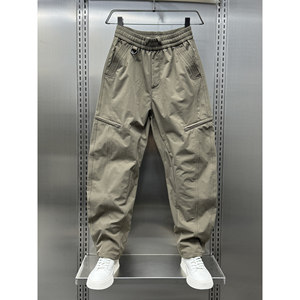 2025 spring and summer zipper scimitar work pants for men American loose straight harem pants outdoor versatile casual trousers
