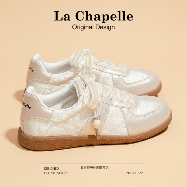 La Chapelle's training shoes for women 2025 autumn and winter new soft-soled versatile breathable national style casual plus velvet small white sneakers