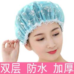 Double-Layer Waterproof Shower Cap for Women, Thickened Adult New Style Bathing Cap, Kitchen Oil Fume Dust-Proof Head Cover, Shower Head Cover