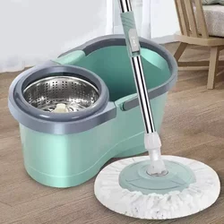 Mop with Round Head, Rotating for Mopping, 2024 New Model, Household Dehydrating Mop Bucket, Self-Wringing, Hands-Free Washing, Floor Mop