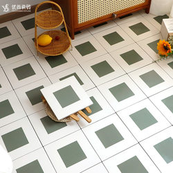 Avocado Green Retro Small Tiles Square Checkered Bathroom Tiles Kitchen Wall Tiles Balcony Non-Slip Floor Tiles
