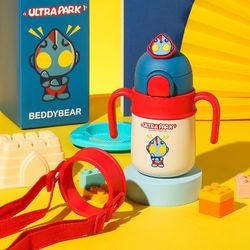 Cup Bear children's thermos cup infant learning drinking cup one year old baby water cup fire arrow straw cup water