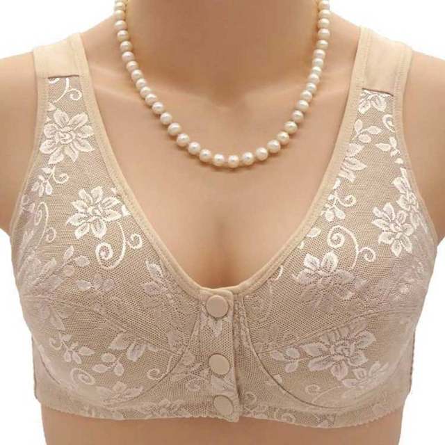 
Middle-aged and elderly people adjustable breasts without steel rings, large size front buckle underwear thin vest style female mother bra for women