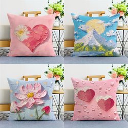 French Oil Painting Style Throw Pillow Sofa Living Room Cushion Pillowcase Pillow Backrest Pillow Square Cushion Pillowcase with Insert