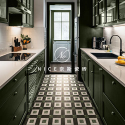 Ness Nanyang Style Retro Green Small Tiles Dessert Shop Restaurant Kitchen Floor Tiles French Bathroom Bathroom Tiles