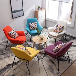 Nordic leisure sofa chair single iron lazy backrest modern simple cafe furniture fabric chair