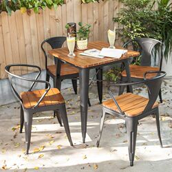Nordic outdoor courtyard solid wood dining table and chairs Milk tea shop outdoor moisture-proof plastic wood table cafe anti-corrosion dining table