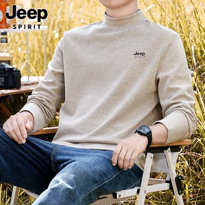 
JEEP Jeep Wool Velvet Base Shirt Men's Half High Neck Autumn and Winter Warm Long Sleeve T-shirt Middle Collar 2025 New Style