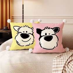 Nordic ins Style Cute Small Square Pillow Sofa Living Room Bedside Model Velvet Car Lumbar Pillow Cover Cushion