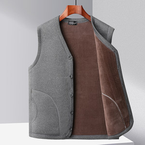 Add velvet thickened autumn and winter vests, vest jackets, warm dad, dress elderly people, shoulders, wear clothes, men