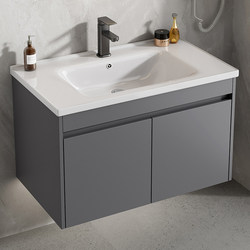 Space Aluminum Bathroom Cabinet Wall-Mounted Washbasin Cabinet Combination Household Ceramic Integrated Washbasin Bathroom Vanity