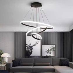 2025 New Simple Modern Creative Circular Three-Ring Dining Room Chandelier Dining Table Bar Chandelier Zhongshan Lighting Fixtures