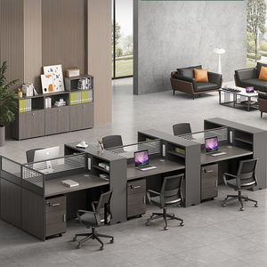 
Desk staff station simple screen booth four 2-person financial staff desk and chair combination set 4/6 person furniture