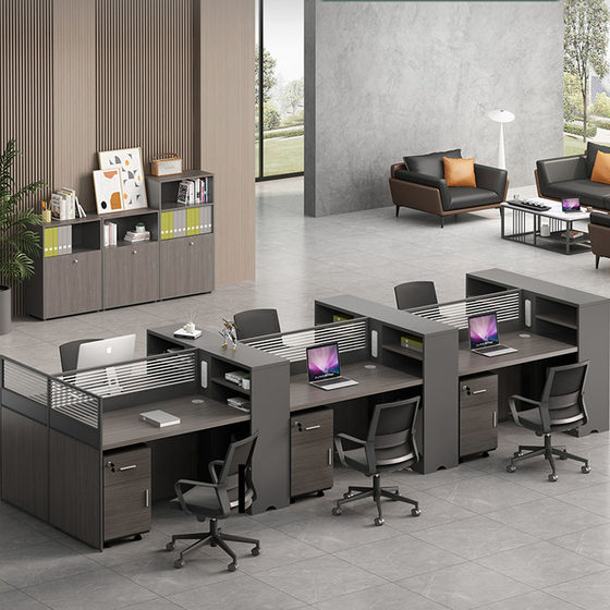 
Desk staff station simple screen booth four 2-person financial staff desk and chair combination set 4/6 person furniture