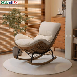 Rocking Chair, Handmade Rattan Leisure Chair, Winter and Summer Lounge Chair, Home Living Room Nap Chair, Balcony Courtyard Lazy Rocking Chair