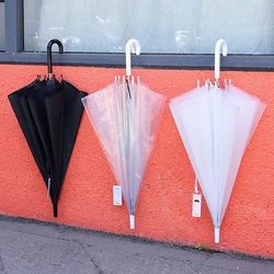 Transparent Long-Handled Umbrella, Student and Children's Dual-Use Umbrella for Rain or Shine, Disposable Umbrella, Straight Pole Advertising Umbrella, Atmosphere Photography Umbrella