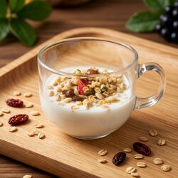 Transparent Glass Breakfast Cup with Handle, Milk Cup, Fresh Style, Household Anti-Scald Coffee Cup, Drinking Cup, Oatmeal Cup