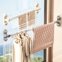 Suction Cup Clothes Drying Rack, Telescopic Clothes Drying Rod, No-Drill Window Drying Rack for Home Use, Balcony Space Utilization Drying Tool