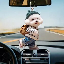 Cute Teddy Puppy Creative Backpack Pendant Car Hanging Ornament Bag Keychain Best Friend Keyring