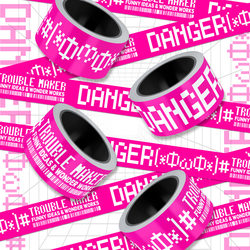 Original Trendy Brand Pink Hazard Sign Warning Long Strip Tape Roll Sticker Cyberpunk Computer Case Electric Vehicle Car Meter Box Waterproof Suitcase Anti-Misplacement Sticker 5m