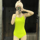 Fluorescent Green Summer New Women's Sexy Beautiful Back Racing Low Fork Triangle One-piece Swimsuit