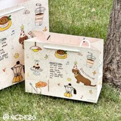Retro Graffiti Puppy Gift Bag Storage Bag Hard Cardboard High-Value Tote Bag Large Gift Handbag Thickeneded