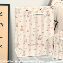 Original Floral Bunny Gift Bag Storage Bag Hard Cardboard High-Quality Tote Bag Large Gift Handbag Thickened