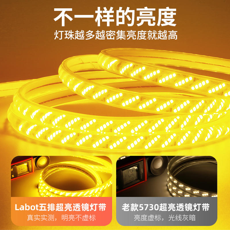 暖光灯带led灯条户外防水别墅庭院屋檐外墙专用室外金黄光氛围灯-淘宝网
