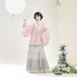 Original Hanfu girl [osmanthus rabbit] Ming system embroidery round neck supplement pipa sleeve horse noodle skirt set autumn and winter models