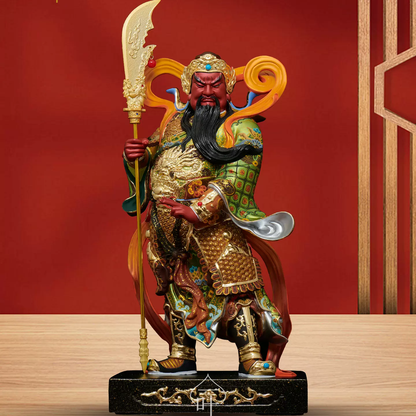 黒檀*実木彫り関公置物 30CM 関羽 木彫り 関帝像 関公像