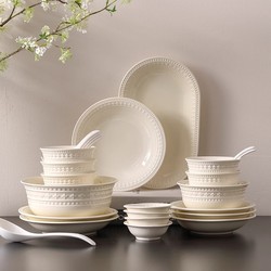 British High-Quality Embossed Ceramic Tableware 2025 New Underglaze Color Bowl and Plate Set for Home Use, Bowls and Chopsticks, Housewarming Gift