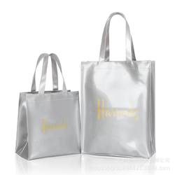 European and American New Style Silver Pvc Shoulder Bag, Simple Letter Handbag, Student Book Bag, Waterproof Shopping Bag, Eco-Friendly Bag