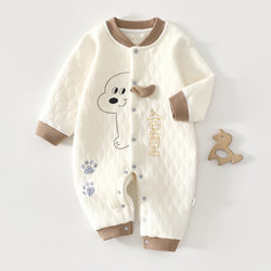 Baby Jumpsuit Spring Romper 6-Month-Old Male and Female Baby Clothes Class a Newborn Three-Layer Warm Spring Clothing Crawling Suit