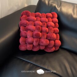 New Year's Pillow, High Aesthetic Value, Creative Sofa Cushion, Square Woven Backrest, Design-Conscious Small Cushion, ins Style Decoration