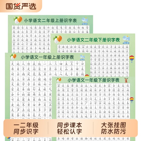 
Primary school People's Education Edition first-grade Chinese language volume first and second volume new character literacy table wall chart early education literacy teaching aids pinyin words