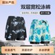 Men's double-layered five-point beach shorts surfing anti-embarrassment boxers printed swimming trunks swimming goggles and swimming caps sun protection and quick-drying