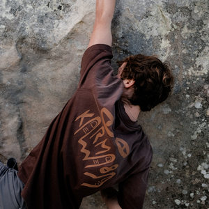 
Karma8a Ombre Tee French retro washed gradient Logo printed rock climbing Tee outdoor sports short sleeves