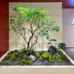 Artificial Plant Landscaping with Chicken Claw Maple for Indoor Decoration, Faux Maple Tree, Artificial Tree for under Stairs, and Simulated Green Plant Landscaping