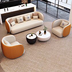 Sales Office Negotiation Sofa, Light Luxury Office Reception Sofa and Coffee Table Set, Hotel Lobby, Beauty Salon, 1 Table and 4 Chairs