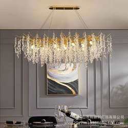 2025 French light luxury restaurant chandelier luxury high-end atmospheric branch crystal lamp living room master bedroom new creative