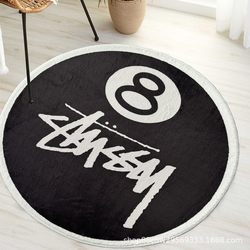 New Short-Pile Velvet Carpet, Imitation Cashmere Bedside Rug, Black Eight-Digit Number Study Room Decorative Floor Mat, Modern