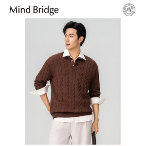 
Mind Bridge American Henry Neck Sweater Autumn and Winter Loose Thickened Men's Knitted Sweater Twist Underwear Top