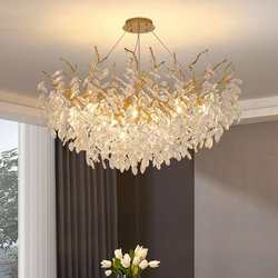 Luxurious crystal living room chandelier, French style luxury duplex floor chandelier, light luxury chandelier, restaurant lamps