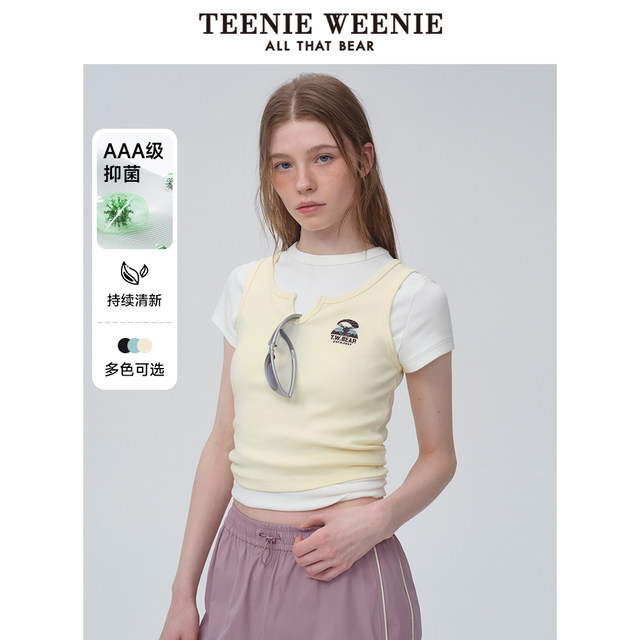 TeenieWeenie Bear Women's T-shirt 2025 Summer New Sweet Cool Dopamine Vest Top
